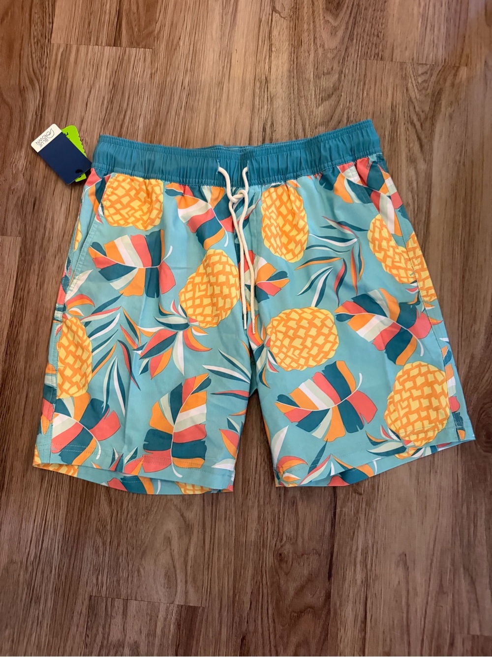 Tropical Pineapple Swim Trunks - Teal